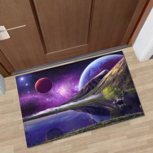 Welcome Hallway Indoor Doormat 3D Printed Starry Sky Pattern Living Room Sofa Floor Mats Absorbent Kitchen Bathroom Mat Washable