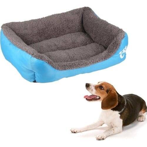 Pet Dog Bed Blue FleeceSoft Warm Cozy Dogs House Nest Cat Dog Baskets House Mat Autumn Winter Pets Sleeping Beds