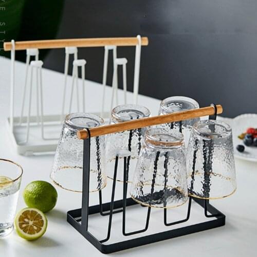 Kitchen Wrought Iron Cup Holder Household Drain Cup Shelf For Kitchen Cup Storage Rack Creative Hanging Drainer Storage