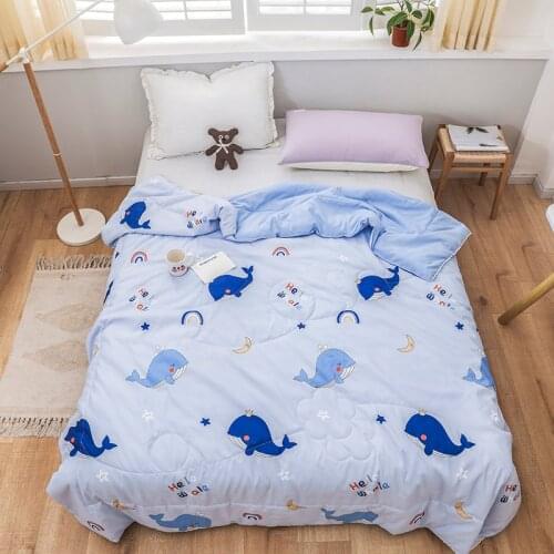Summer Cartoon Print Thin Quilt Air Conditioner Quilt Comforter Blanket Quilts Washed Cotton Blankets Bedding #sw