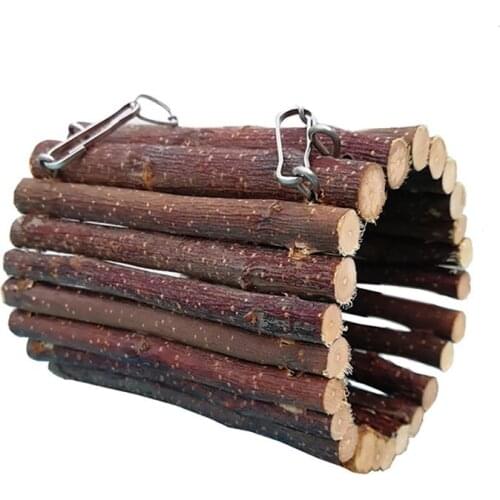 Small Animal Toy Natural Wooden Hamster Squirrels Hideout Tube Toy Creative Funny Pet Cage Hanging Tunnel Toys For Guinea Pig