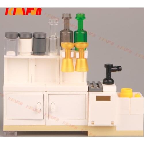Furniture Kitchen Street View Creative Assembly MOC Building Block Toy Cabinet Interior Decoration Furniture Scene Accessories