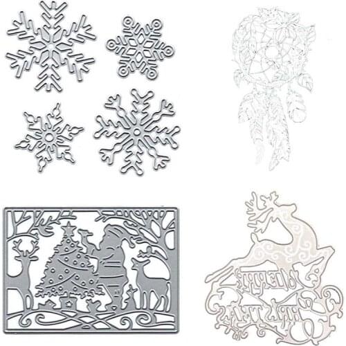Snowflake Metal Cutting Dies Stencils for DIY Scrapbooking Christmas Elk Dies Craft Dies Album Stamp Card Embossing