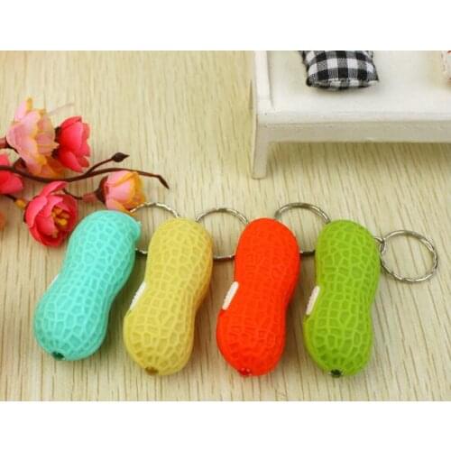 Trendy Toy Mini Simulation Peanut LED FlashLights Keychain Modeling Creative Lights LED Small Bag hanging Gift lin3722