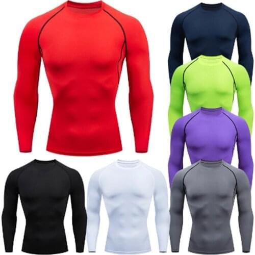Men Compression Running T Shirt Fitness Tight Long Sleeve Sport tshirt Training Jogging Shirts Gym Sportswear Quick Dry rashgard