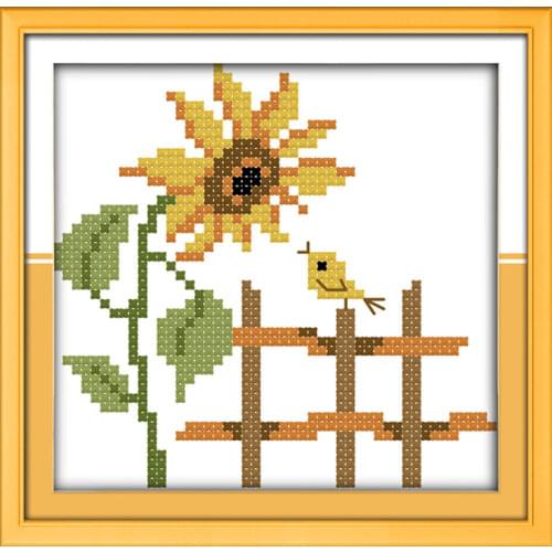 Sunflower cross stitch kits animal bird cartoon child Aida count 14ct 11ct printed embroidery DIY handmade needlework supply