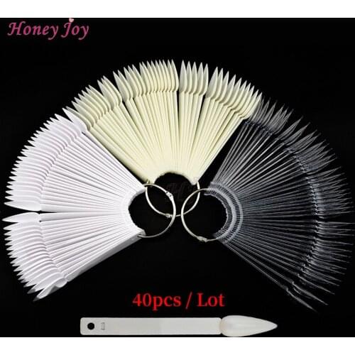 40pc Sharp Stiletto False Nail Art Fan Wheel Practice Board Tip Sticks for Dipping Powder UV Gel Nail Polish Color Display Chart