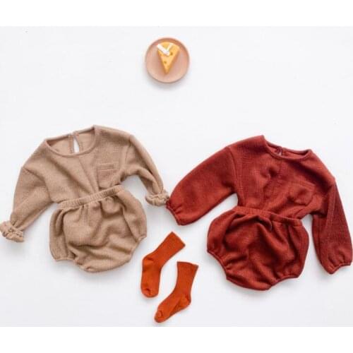 2020 New Babys Girls 2 Pcs Set T shirt +shorts Autumn Cotton Fashion Babys Suits 0-3 years QV84