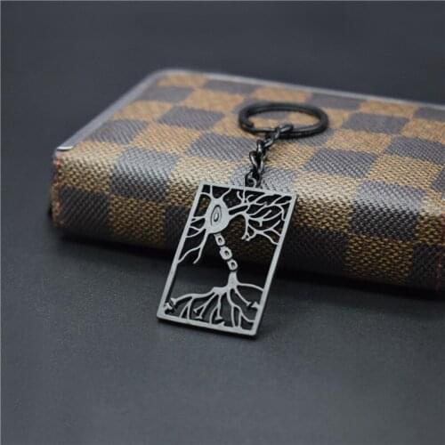 New Trendy Neuron Key Chains in Rectangle Multipolar Neuron Biology Gift Psychology Jewellery Science Jewellery