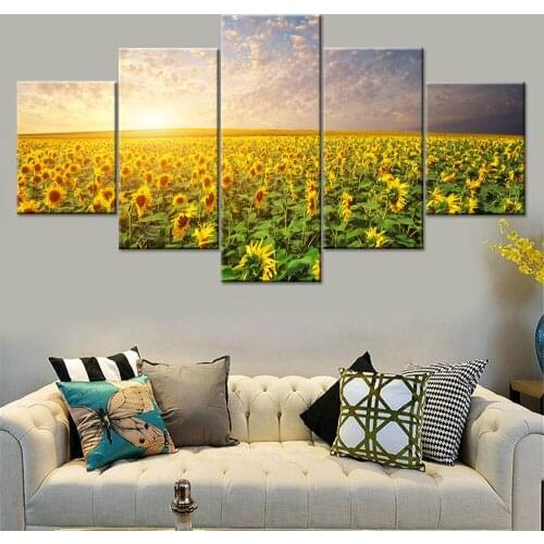 Minimalist Poster HD Prints 5 Set Color Flowers Sea Natural Scenery Canvas Painting Bedroom Home Decor Wall Art Modular Pictures