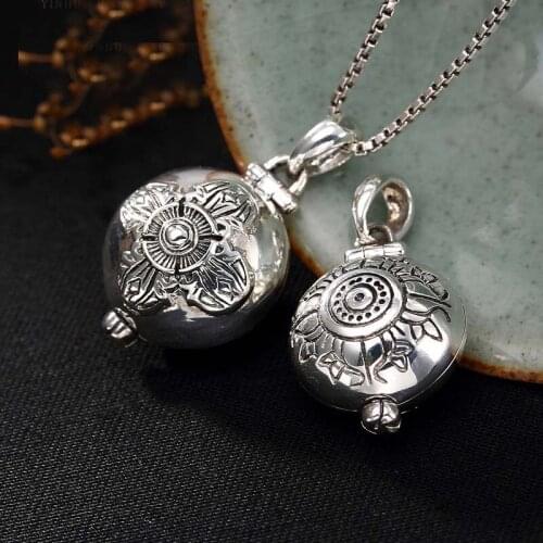 925 Sterling Silver Buddhism relief Ga uri Pendant Necklaces Sanskrit Amulet shurangama mantra vajry pestle Jewelry Openable