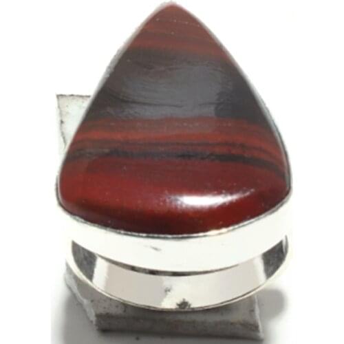 Iron Tiger eye Ring Silver Overlay over Copper, USA Size: 7.5 , R5877