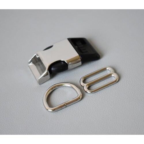 10 set 8 button 25mm Metal release buckles D rings sliders for cat dog collar adjustable buckles DIY sewing accessories