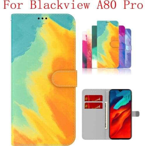 Sunjolly Case for Blackview A80 Pro Wallet Stand Flip PU Phone Case Cover coque capa Blackview A80 Pro Case Cover