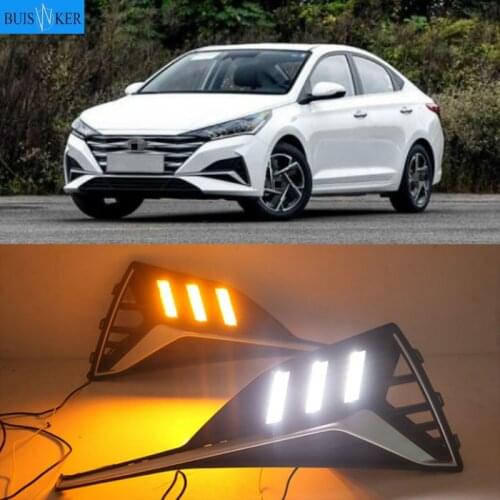 LED DRL Daytime Running Light Fog Lamp 12V Car Running Lights For Hyundai Accent Solaris Verna 2020