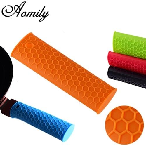 Aomily Silicone Heat Resistant Pot Handle Cover Gloves Clips Insulation Non Stick Anti-slip Bowel Holder Cooking Baking Mitts