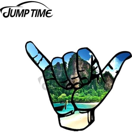 Jump Time 13 x 8.6cm For Shaka Hand Thailand Car Stickers and Decals Trunk Laptop Motorcycle Surfboard Scratch-Proof Graphics