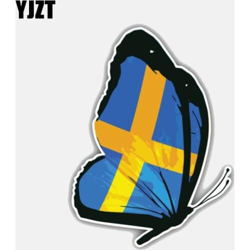 YJZT 9.2CM*12.4CM Personality Sweden Butterfly Flag Motorcycle Car Accessories Car Sticker 6-3009