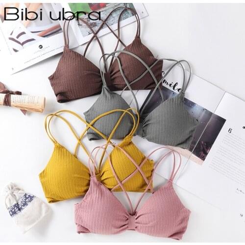 Women Push Up Bras Cross Beauty Back Sling V-neck Bras Wireless Bralette Sexy Lingerie Bra Seamless Brassiere Underwear Sexy Bra