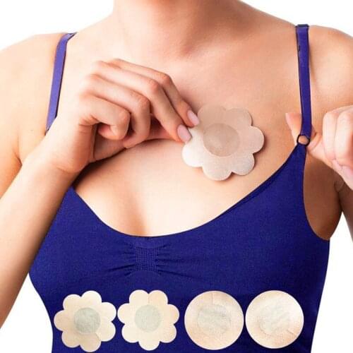 Womens Invisible Sexy Nipple Cover SATIN Disposable breast petals adhesive Patch Bra Petals, 100pack(10pcs/pack)