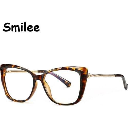 Big Frame Square Cat Eye Anti Blue Light Glasses Frame Oversized Computer Eyewear Leoaprd Optical Glasses Eyeglasses Women Gafas