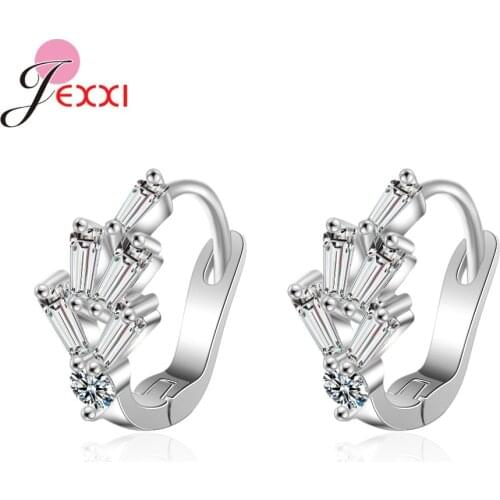 Geometric Trendy Jewelry Ornaments 925 Sterling Silver Cuff Earrings Gift Cubic Zirconia Hoop Earring for Women Girl