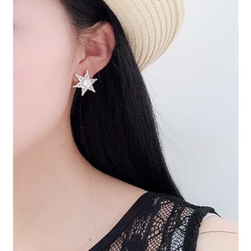2021 Trend Hexagon Star Big Round Zirconia Women Earrings Wedding Party Valentines Day Gift Shiny Popular Jewelry
