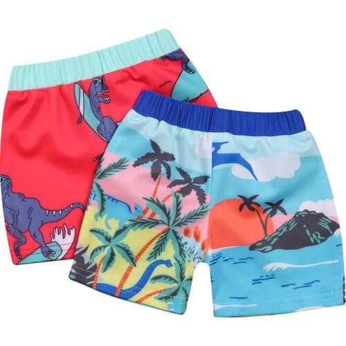 1-6Years Swimming Trunks Summer Kids Baby Boys Beach Shorts Novelty Dinosaur Beach Print Elastic Waist Swimsuit Shorts for Boy