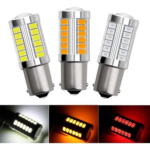 1X S25 1156 BA15S P21W 1157 Bay15d P21 5w LED For Car Bulbs 5630 33SMD Turn Signal Lamp Auto Reverse Parking Light White Red 12V