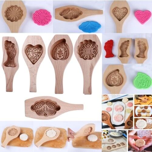 1 Pcs Wooden Mooncake Baking Mold Cookies Mold DIY 3D Flower Fondant Mooncake Tools Cake Pastry Mandoo Mold Kitchen Gadget
