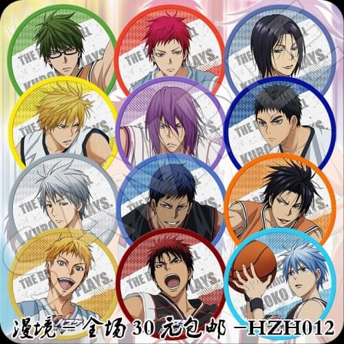 1pcs ZXFJXR 58MM Kuroko No Basket Kise Ryota High School Basketball Kagami Taiga Love Basketball Icons Brooch Badge Collections