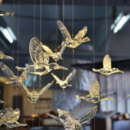 12 Pieces Crystal Clear Acrylic Bird Christmas Decoration Home Party Wedding Stage Pendant Decoration