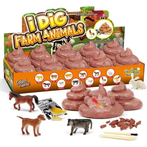 12Pcs Kids Excrement Shaped Farm Animal Archaeology Dig Excavation Kit Puzzle Toy Developing intelligence Educational toys 2021