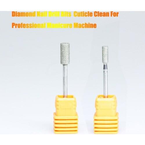 2pcs Diamond Nail Drill Bits Cuticle Clean For Professional Manicure Machine Nail Polish Remover