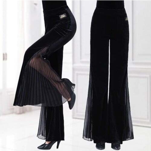 2020 Latin Dance Pants Training Clothes Velvet Dancing Pants Female Trousers Ballroom Latin Waltz Tango Practice Clothes DQS4652