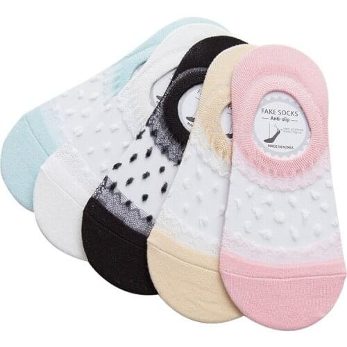 5 Pairs Women Socks Lovely Sexy Solid Candy Color Thin Lace Patchwork Ladies Socks Summer Breathable Durable Fashion Female Sock