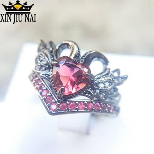 925 anillos silver personalized Black Swan Zircon Wedding Love Rings for Women Red Heart ruby Ring Fashion Gothic punk Jewelry