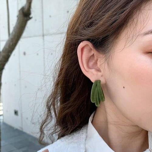 AENSOA New Trendy Design 5 Color C-type Three Layered Drop Earrings For Women Temperament Simple Statement Earrings