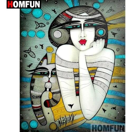 HOMFUN Full Square/Round Drill 5D DIY Diamond Painting "Cartoon woman" Embroidery Cross Stitch 3D Home Decor A10694