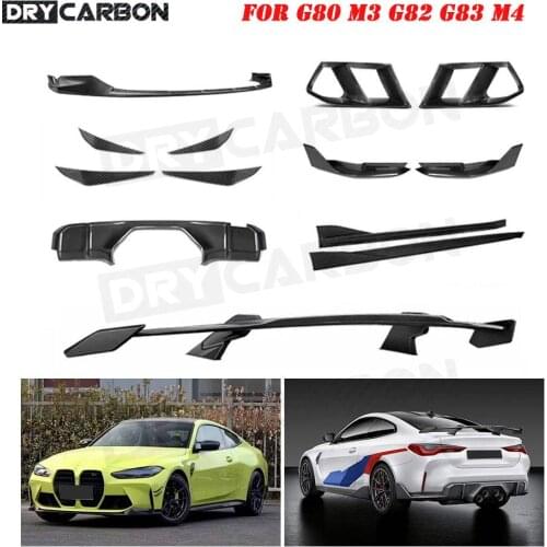 Carbon Fiber Car Bodykit for BMW 3 Series 4 Series G80 G82 G83 M3 M4 2021+ Front Lip Side Skirts Rear Diffuser Rear Spoiler FRP