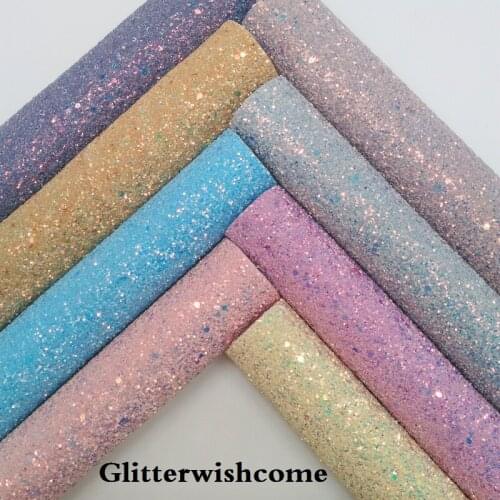 Glitterwishcome 21X29CM A4 Size Vinyl For Bows Chunky Glitter Leather fabric Vinyl for Bows, GM262A