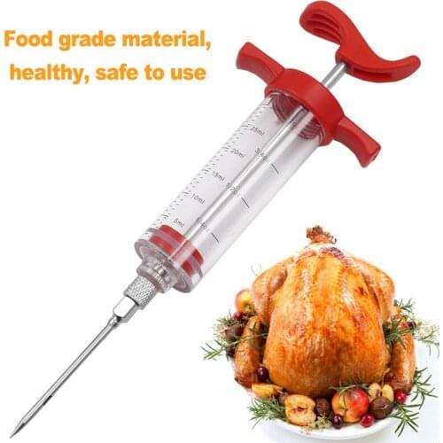 Seasoning Spice Syringe Stainless Steel Needle Barbecue Turkey Meat Marinade Sauce Injectors Kitchen Cooking Tool Accessories