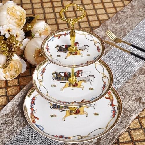 European Three Layer Fruit Plates Cake Snack Tray Dried Fruit Holder Buffet Display Rack Living Room Dessert Special Plate