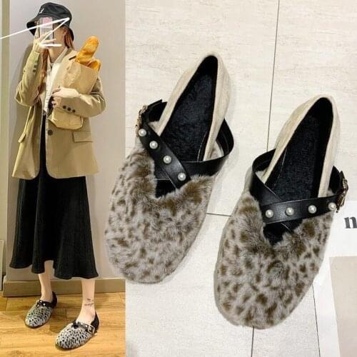 LLOGAI 2021 Woman Shoes Slippers Winter Shoes for Women Home Slippers Faux Fur Warm Shoes Female Slides Zapatillas Mujer