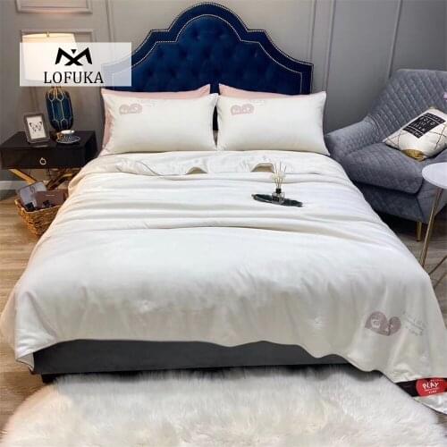 Lofuka Women Top Grade 100% Natural Silk White Quilt Duvet Filling Silk Comforters For Summer Winter Queen King Home Textile