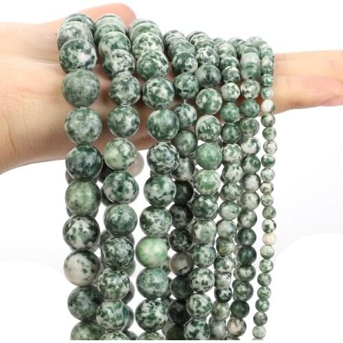 Frosted Green Dot Agate Onyx Natural Stone Beads Round Loose Spacer Bead for Jewelry Making Charm Bracelets Necklace DIY 4-12MM