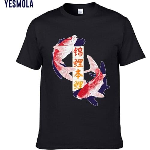 YESMOLA Koi Fish Printed Men T-shirt Short Sleeve Summer Tshirts Casual Tops Funny Tees Male Female Slim Fit Unisex Tshirt