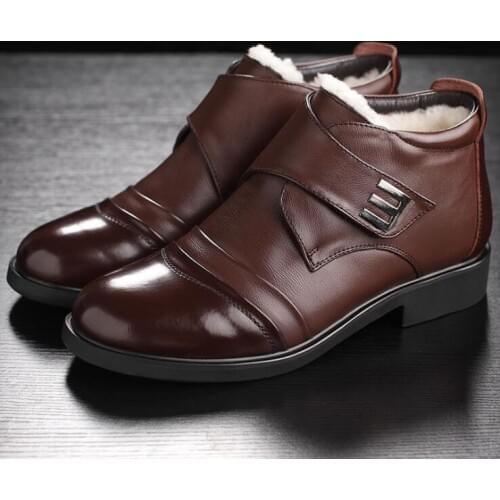 High Quality Genuine Leather Men Boots Winter Waterproof Ankle Boots Riding Boots Outdoor Working Warm Keep Wool Snow Boots