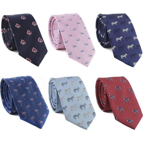 IHGSNMB Mens Tie Fashion Animal Picture Classic Man Necktie Casual Luxury Ties for Men Cravat Wedding Party Colourful Slim Ties