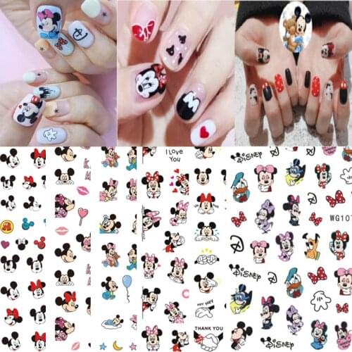 Disney Mickey Minnie Mouse Nail Art Stickers Tips Childrens Animation Peripherals Cartoon Anime Manicure Foils Accessories